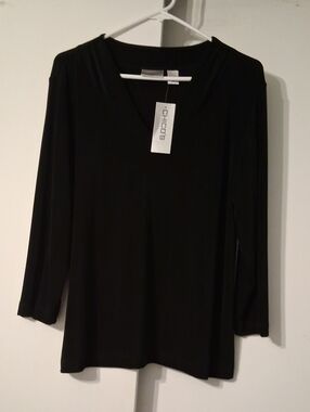 Chico's Black V-Neck Long Sleeve Top